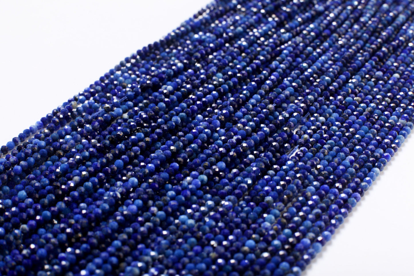 Lapis Lazuli 2mm Faceted Round Beads, Genuine Royal Blue Lapis Micro Faceted Round Beads Jewelry Making 15&quot; Strand