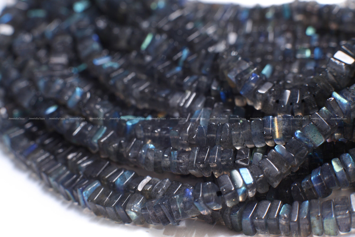 Labradorite square Heishe 5mm Natural Polished Blue Flash Labradorite Gemstone Jewelry Making DIY Squaredelle Beads 12.25&quot; Strand