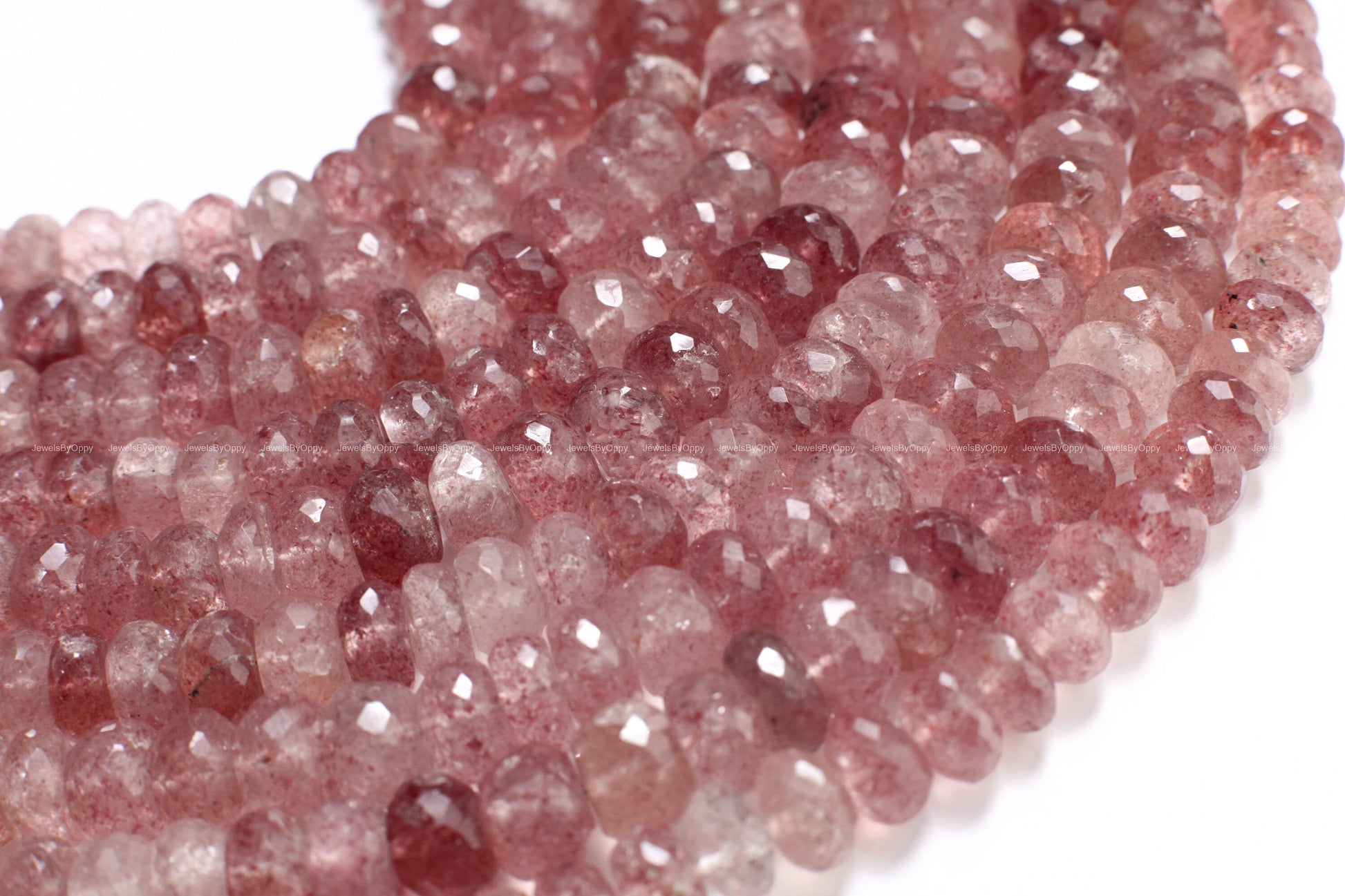 Strawberry Quartz Faceted 8.5-9mm Rondelle, Jewelry Making Gemstone Beads 8&quot; strand