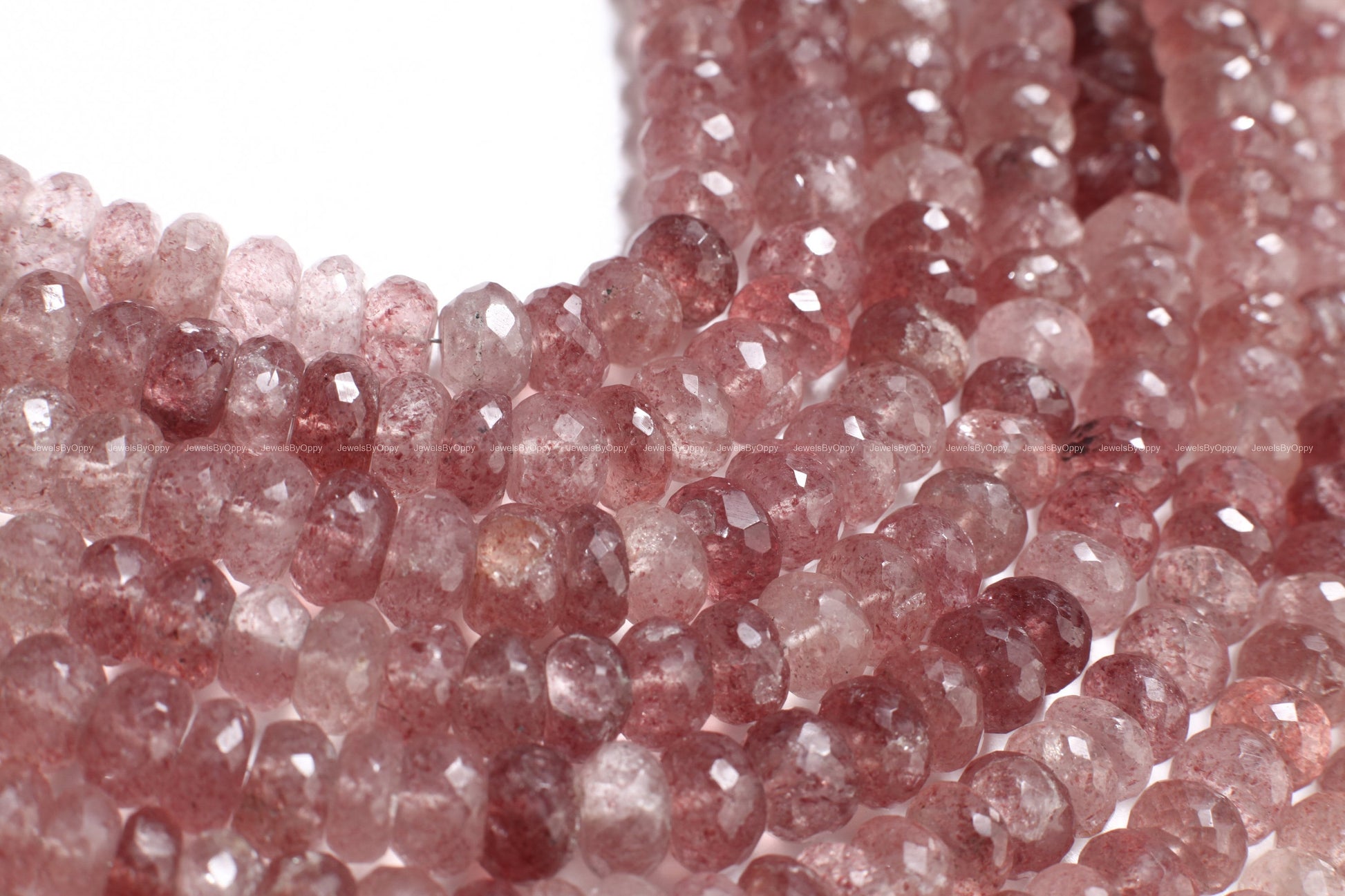 Strawberry Quartz Faceted 8.5-9mm Rondelle, Jewelry Making Gemstone Beads 8&quot; strand