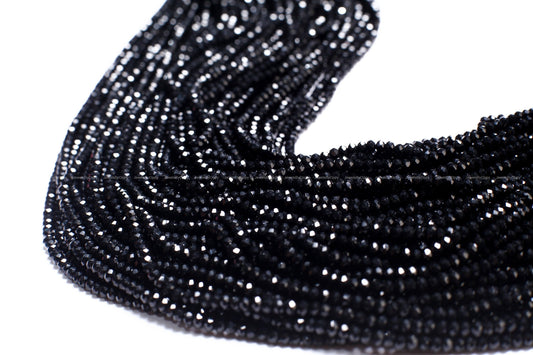 Genuine Black Spinel 3mm micro faceted Gemstone Beads, DIY Jewelry Making Necklace, Bracelet 12.5&quot; Strand, Single or Bulk