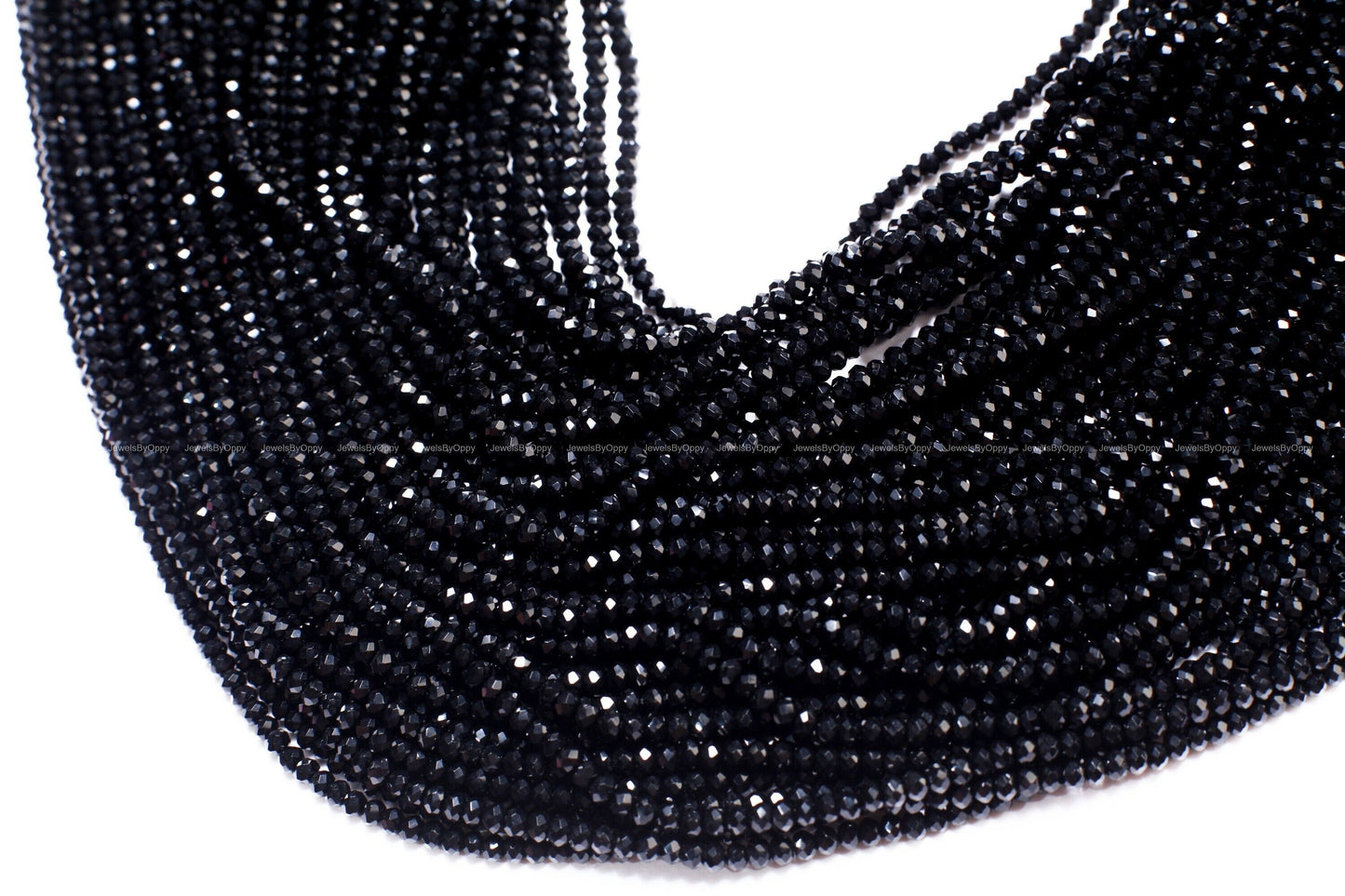 Genuine Black Spinel 3mm micro faceted Gemstone Beads, DIY Jewelry Making Necklace, Bracelet 12.5&quot; Strand, Single or Bulk