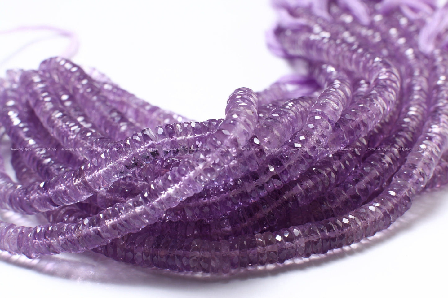 Amethyst Faceted Heishe, Natural AAA Pink Amethyst Gemstone light purple Heishe Beads 7-7.5mm DIY Jewelry Making Necklace, 8" Strand