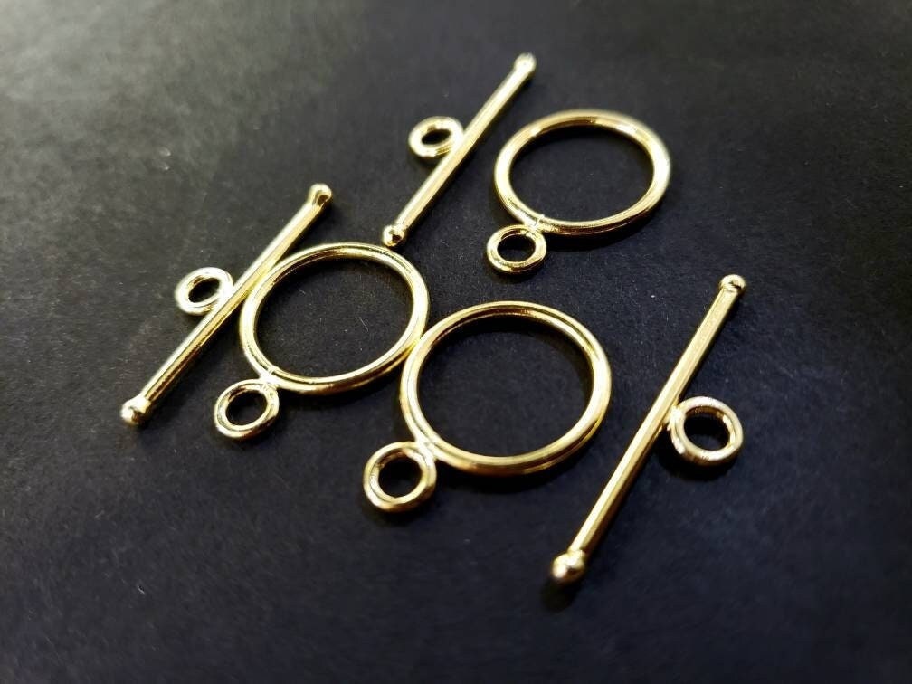 22K Gold Vermeil 925 Sterling Silver Bali toggle clasp 15mm circle & 26mm bar, bali Handmade clasp , 1 set or bulk