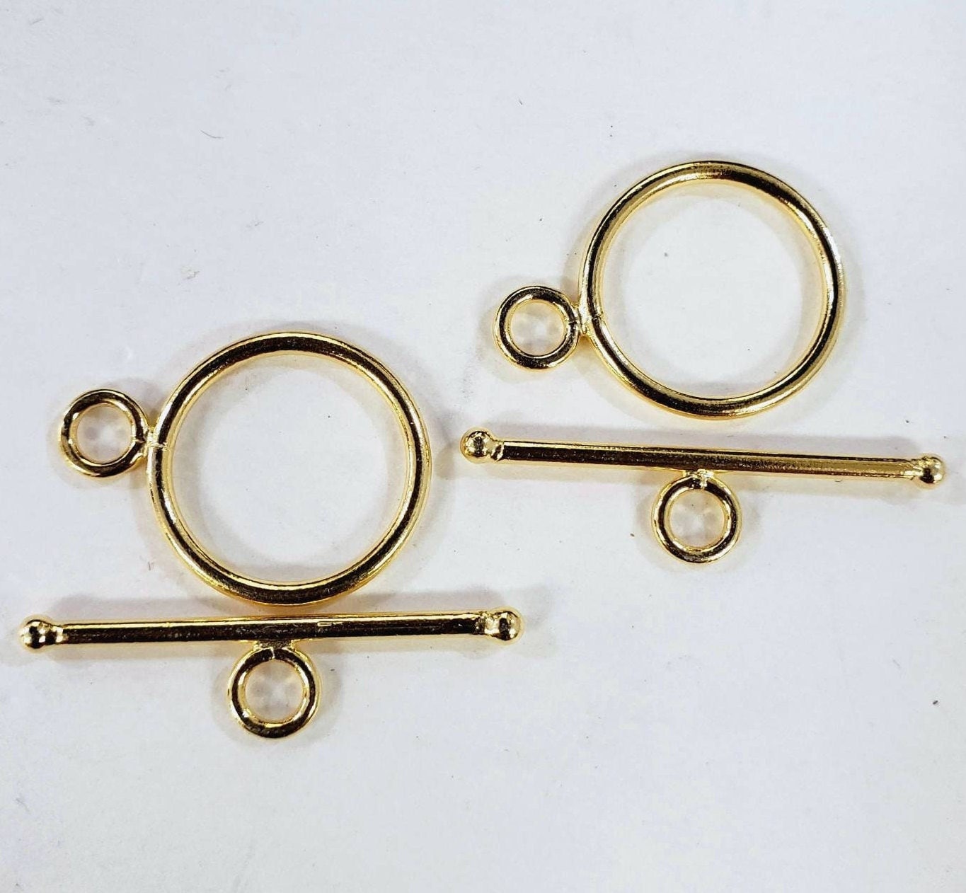 22K Gold Vermeil 925 Sterling Silver Bali toggle clasp 15mm circle & 26mm bar, bali Handmade clasp , 1 set or bulk