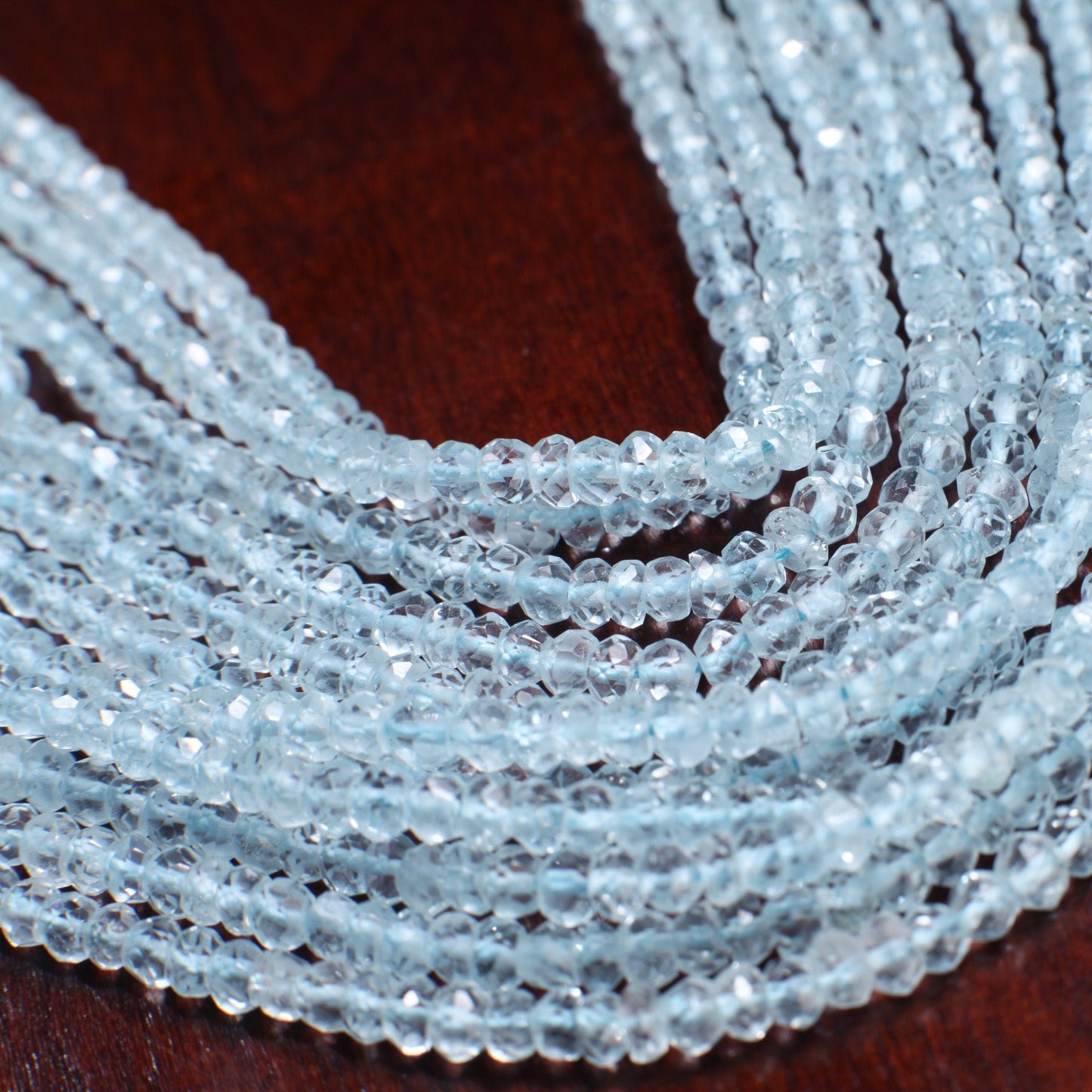 Swiss Blue Topaz 3mm Faceted Rondelle, Gemstone Jewelry Making Beads, DIY Necklace, Bracelet