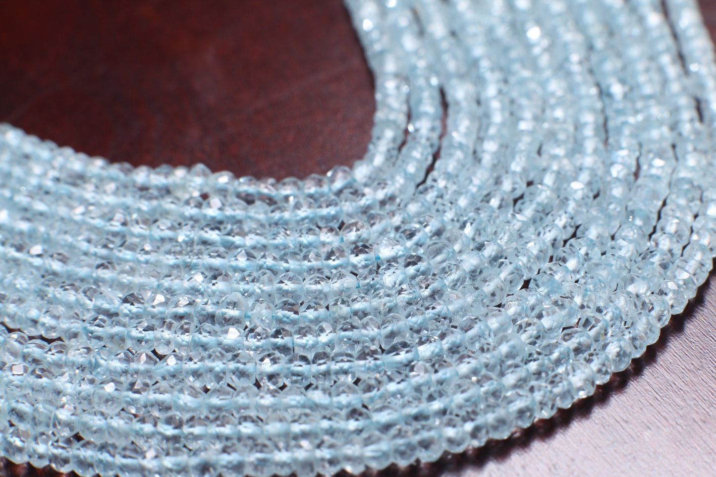 Swiss Blue Topaz 3mm Faceted Rondelle, Gemstone Jewelry Making Beads, DIY Necklace, Bracelet