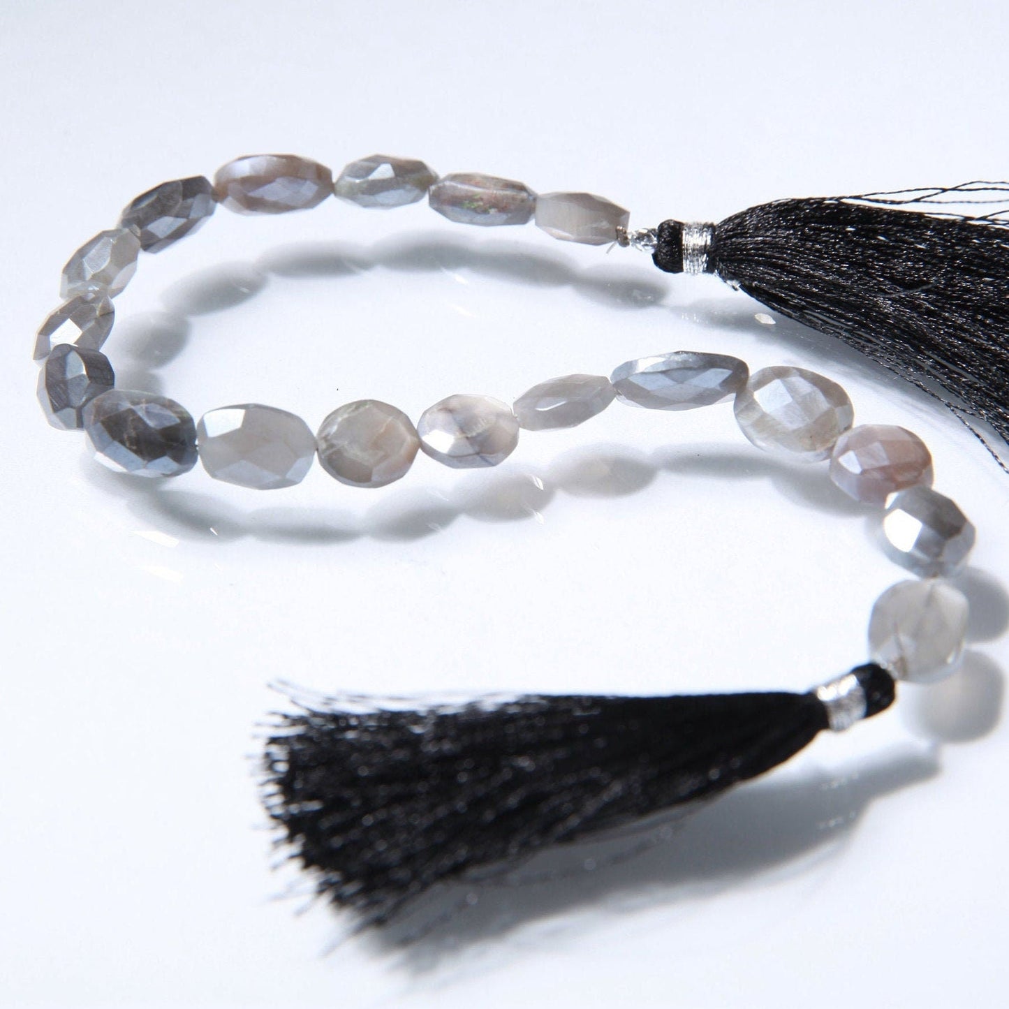 Natural Grey Moonstone Mystic Faceted Oval 10x13-11x17mm Gemstone 8" strand, High quality, Grey Flashy Moonstone, Jewelry Making Beads.