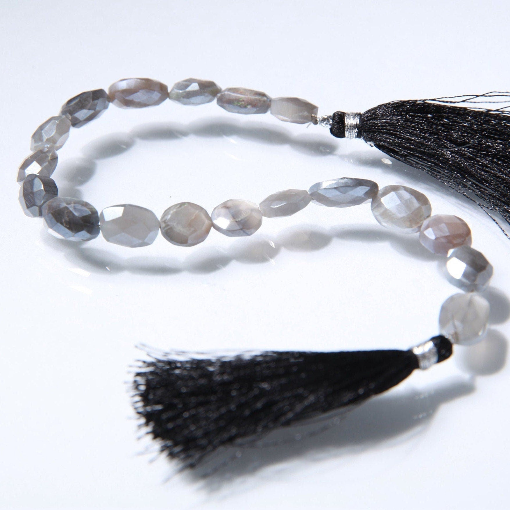 Natural Grey Moonstone Mystic Faceted Oval 10x13-11x17mm Gemstone 8" strand, High quality, Grey Flashy Moonstone, Jewelry Making Beads.
