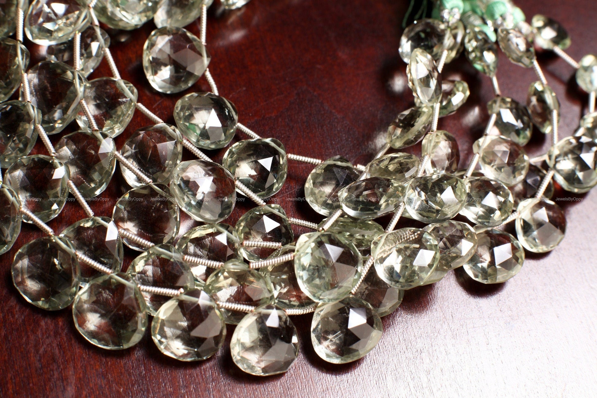 Green Amethyst drop cut Graduated Faceted Heart Shape Drop,11-14mm Green Prasiolite Jewelry Making Gemstone 11 pcs, 22 pcs (10.5" full St)