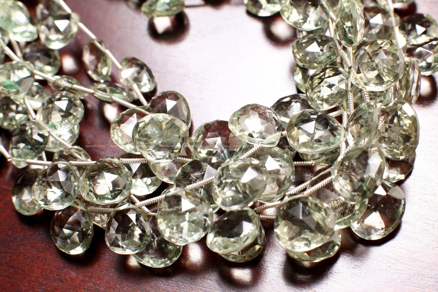 Green Amethyst drop cut Graduated Faceted Heart Shape Drop,11-14mm Green Prasiolite Jewelry Making Gemstone 11 pcs, 22 pcs (10.5&quot; full St)