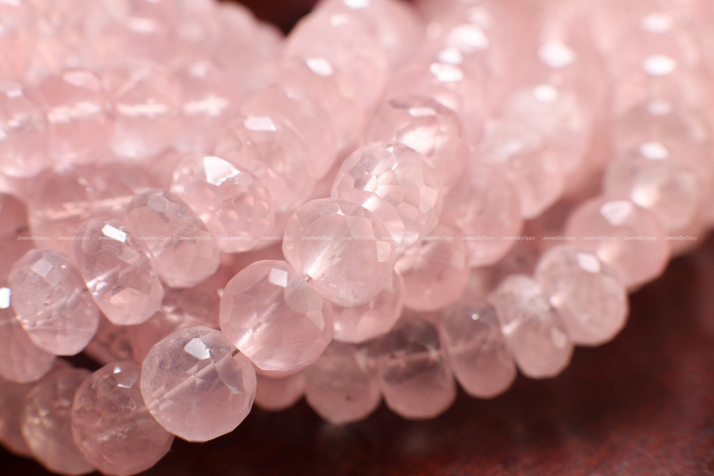 Madagascar Rose Quartz 5.5-9mm Faceted Rondelle, Jewelry Making Soft Pink Beads 8&quot; Strand.