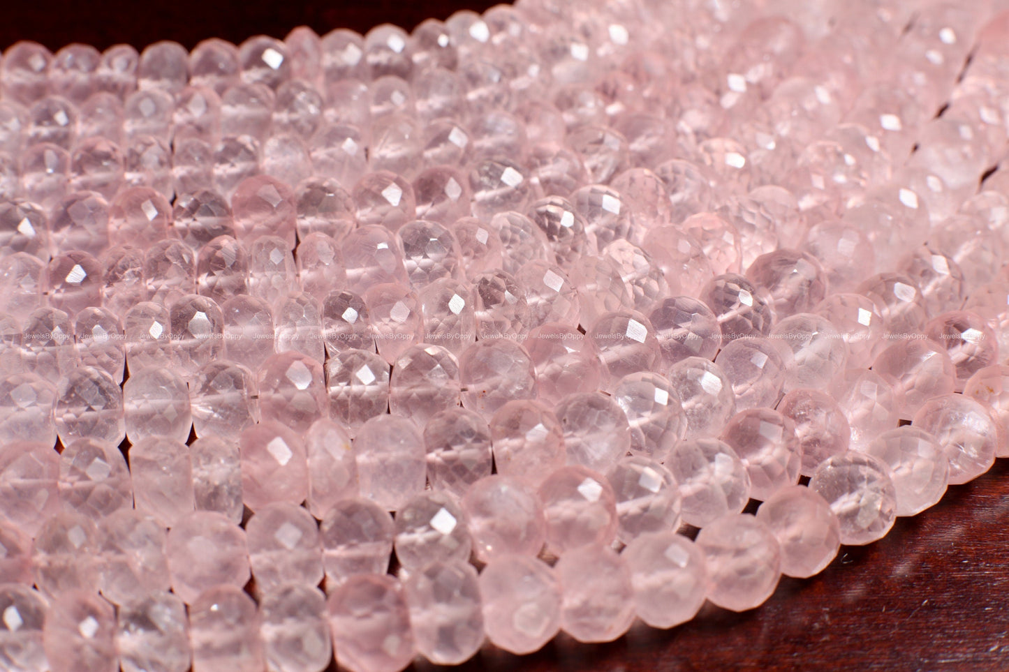 Madagascar Rose Quartz 5.5-9mm Faceted Rondelle, Jewelry Making Soft Pink Beads 8&quot; Strand.