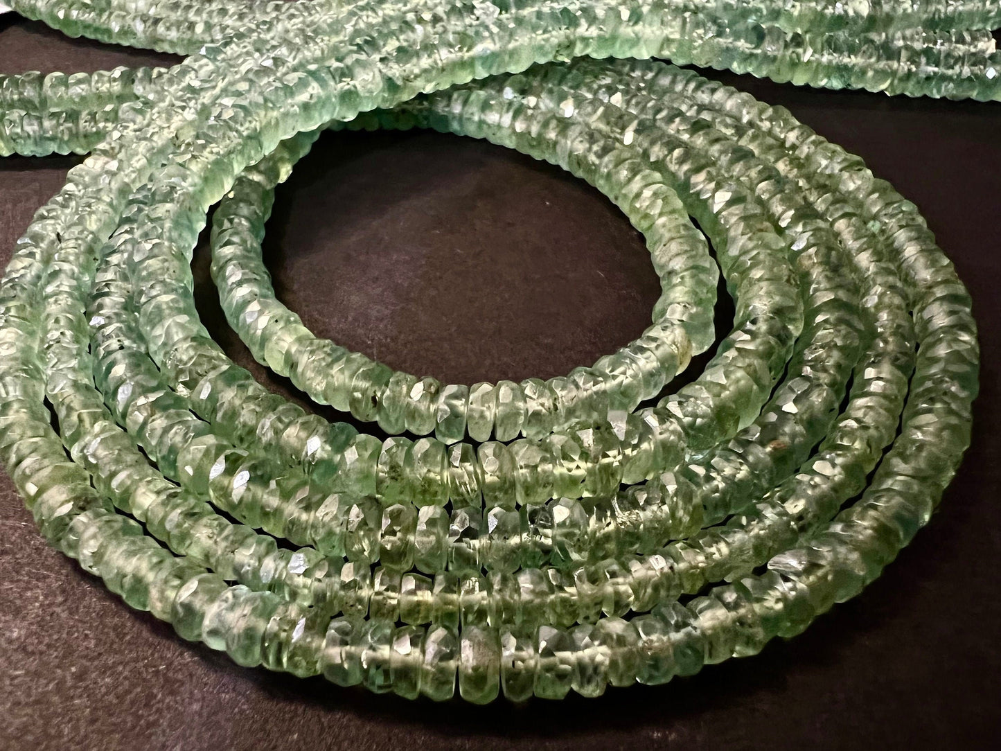 Natural Green Kyanite Rondelle, AAA Quality Mint Green Kyanite Faceted 3.5-5.5mm Roundel, Jewelry Making Gemstone Beads 7", 14" strand