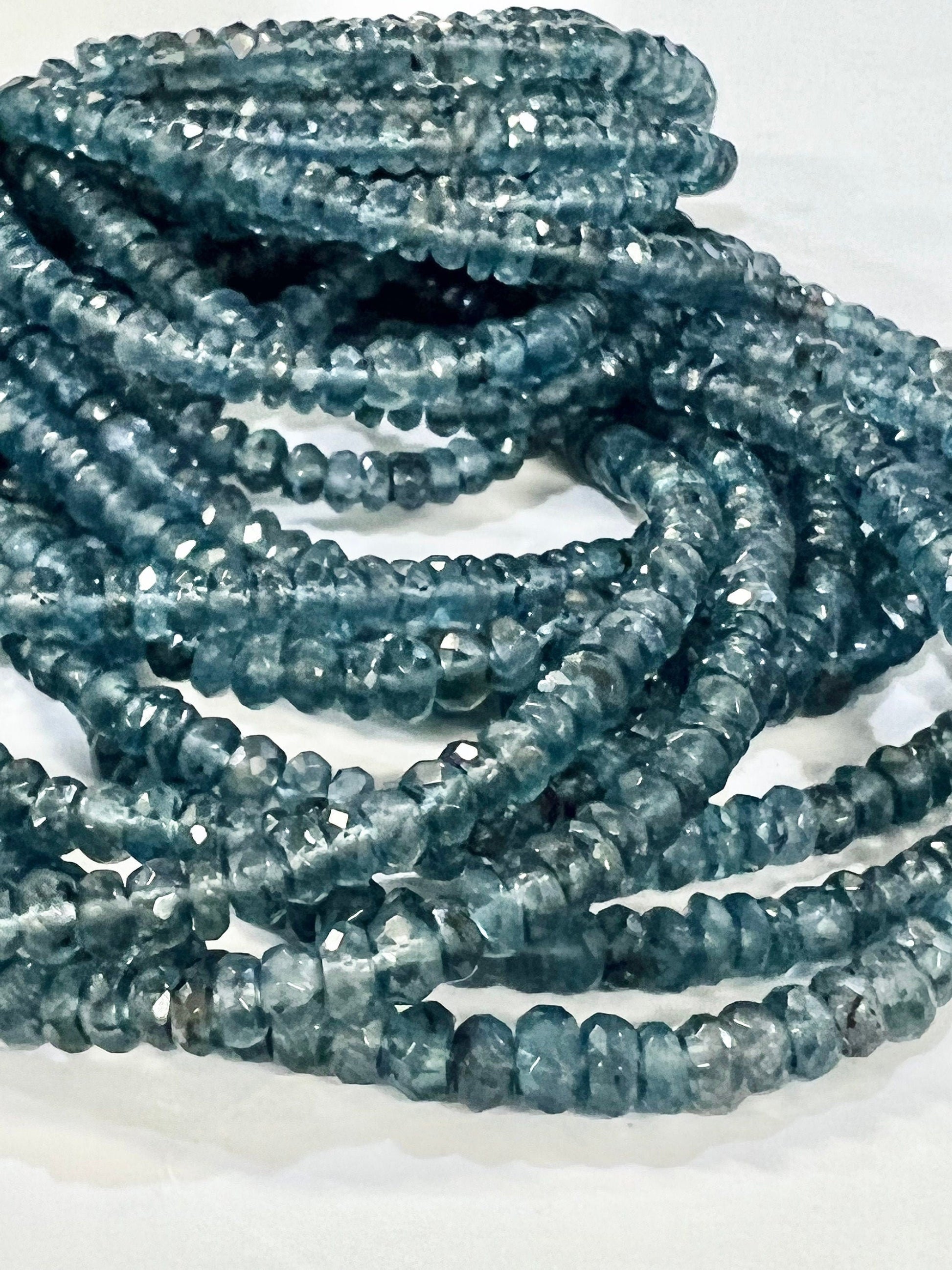 Natural Indigo Kyanite Rondelle, Rare AAA quality Indigo Kyanite Faceted 4-5.5mm Roundel, Jewelry Making Gemstone Beads