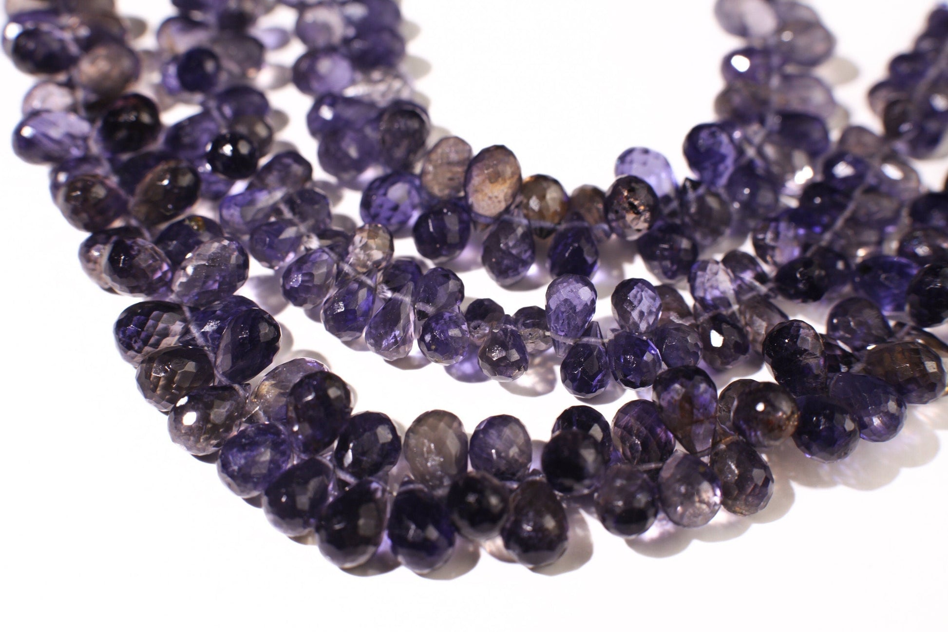 Genuine Iolite water sapphire Faceted Round Drop Briolette 4x6-5.5-9mm Beautiful Rare Gemstone for Jewelry Making Beads