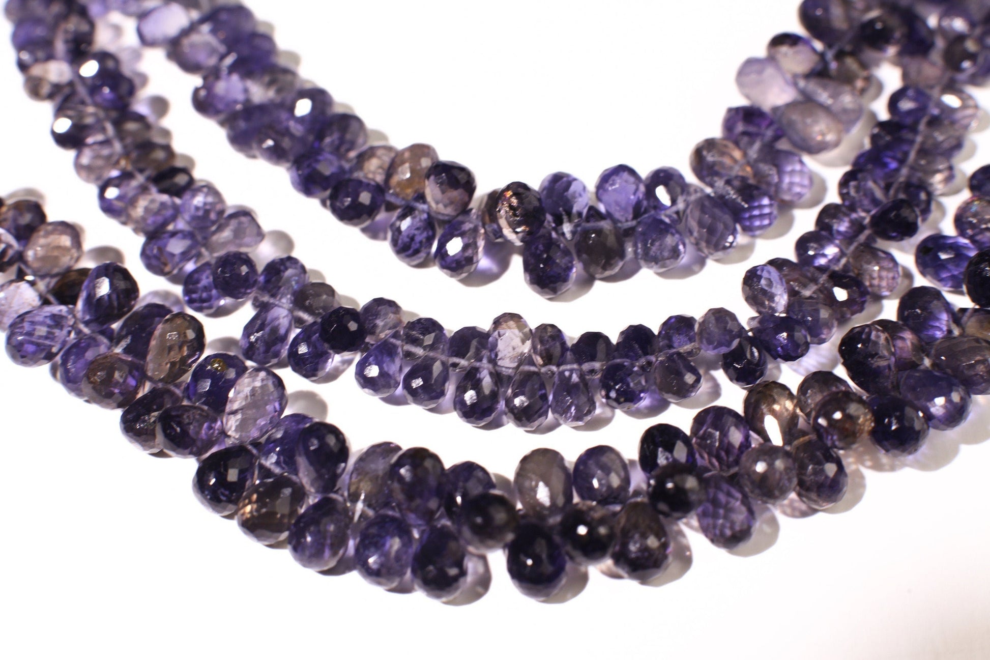 Genuine Iolite water sapphire Faceted Round Drop Briolette 4x6-5.5-9mm Beautiful Rare Gemstone for Jewelry Making Beads