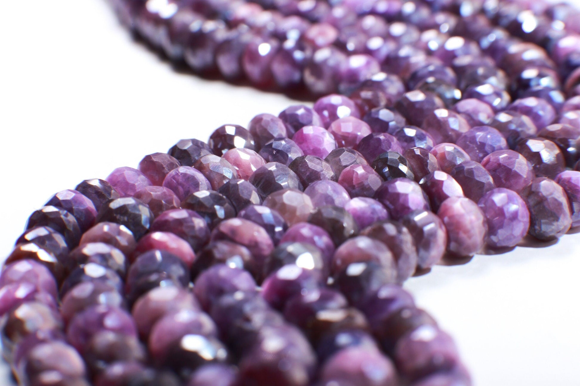 Moonstone Rondelle, Genuine Moonstone Mystic Purple Coated High Quality Faceted Roundels in 8-9mm Gemstone Beads 4&quot; and 8&quot;Strand