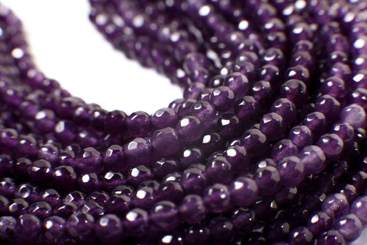 Amethyst Faceted Round 4mm, Jewelry Making Necklace, Bracelet, DIY Gemstone Beads 15&quot; Strand