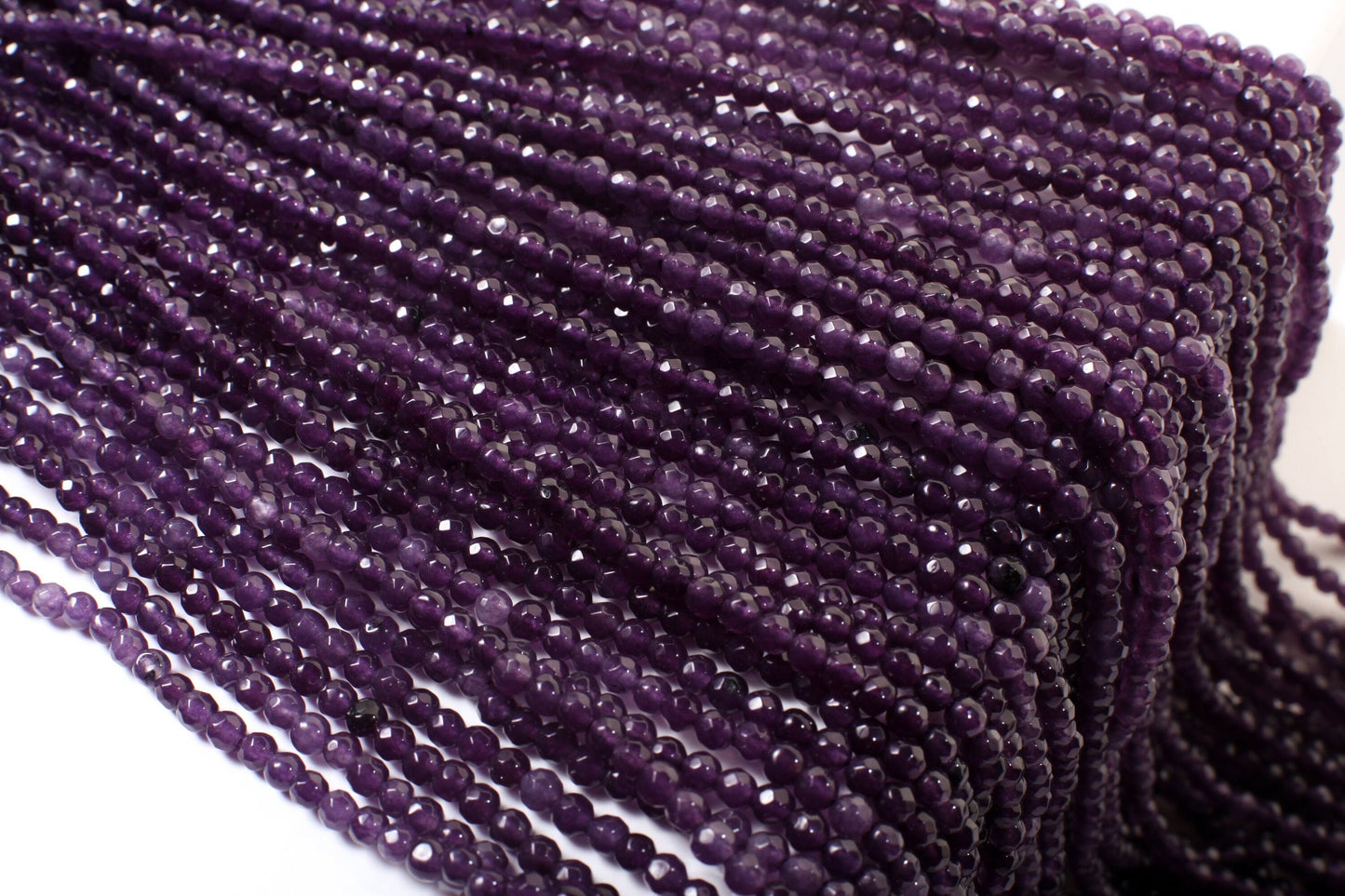 Amethyst Faceted Round 4mm, Jewelry Making Necklace, Bracelet, DIY Gemstone Beads 15&quot; Strand