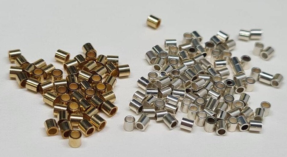 925 Sterling silver and 14k gold filled 2×1mm crimp tube , jewelry making high quality 1mm crimp tube 50pcs ,100 pcs wholesale