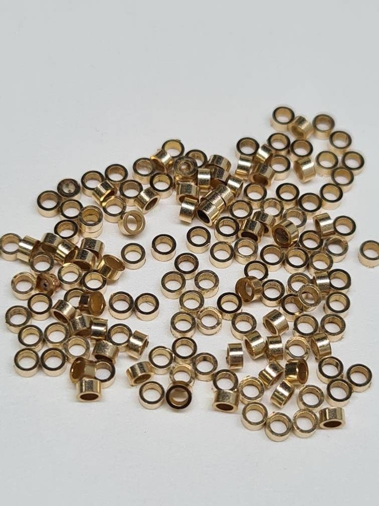 925 Sterling silver and 14k gold filled 2×1mm crimp tube , jewelry making high quality 1mm crimp tube 50pcs ,100 pcs wholesale
