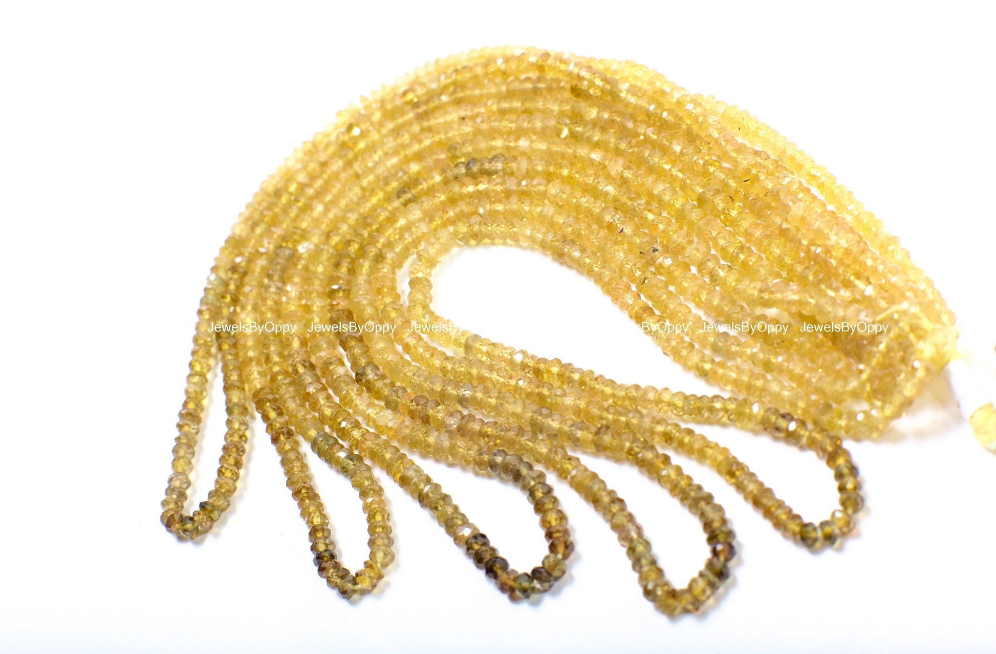 Yellow Tourmaline Rondelle, Natural Umbre Rare Laser Cut 3.5-4mm Faceted Diamond Micro Cut Roundel, Jewelry Making Gemstone Bead 15&quot; Strand