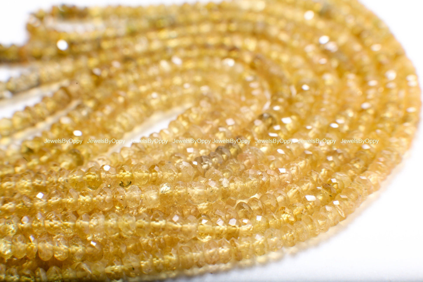 Yellow Tourmaline Rondelle, Natural Umbre Rare Laser Cut 3.5-4mm Faceted Diamond Micro Cut Roundel, Jewelry Making Gemstone Bead 15&quot; Strand