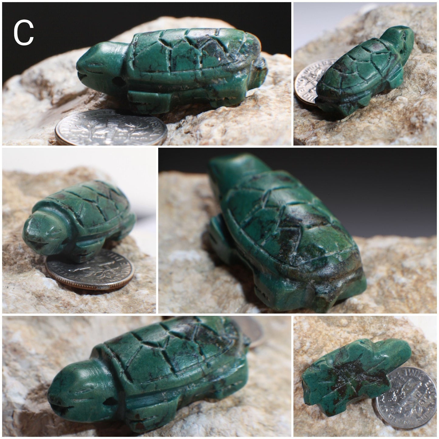 Hand Carved Natural Turquoise Sea Turtle Totem, Miniature Animals Collectible Figurines Vintage Sculpture, Old Stock