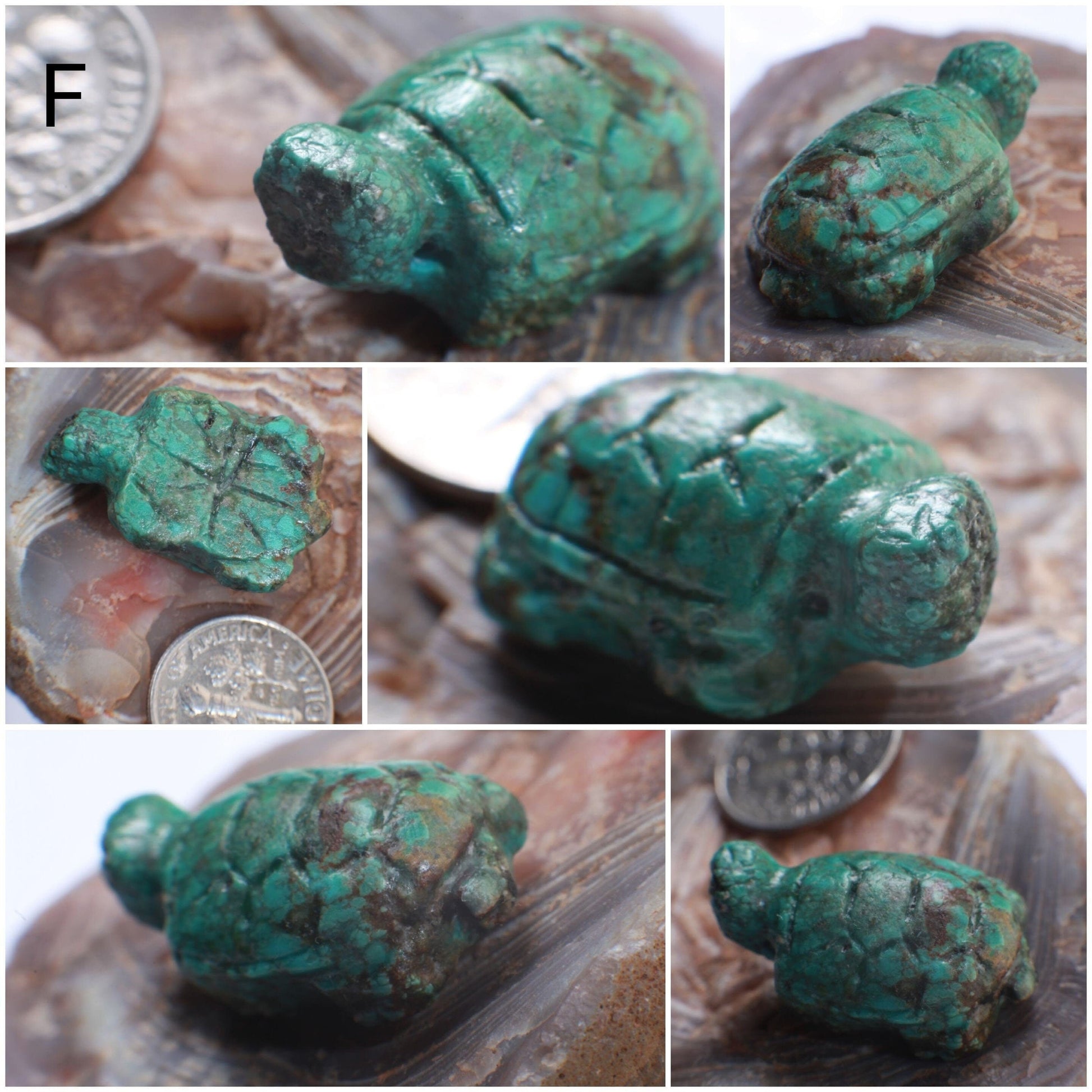 Hand Carved Natural Turquoise Sea Turtle Totem, Miniature Animals Collectible Figurines Vintage Sculpture, Old Stock