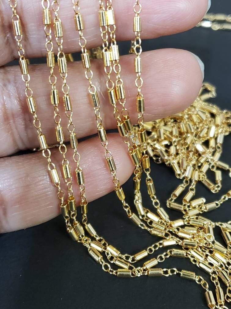 14K Gold filled Fancy bar chain, 2mm cable& 3.16mm bar chain, made in Italy,high Quality,14/20 gold filled chain by foot