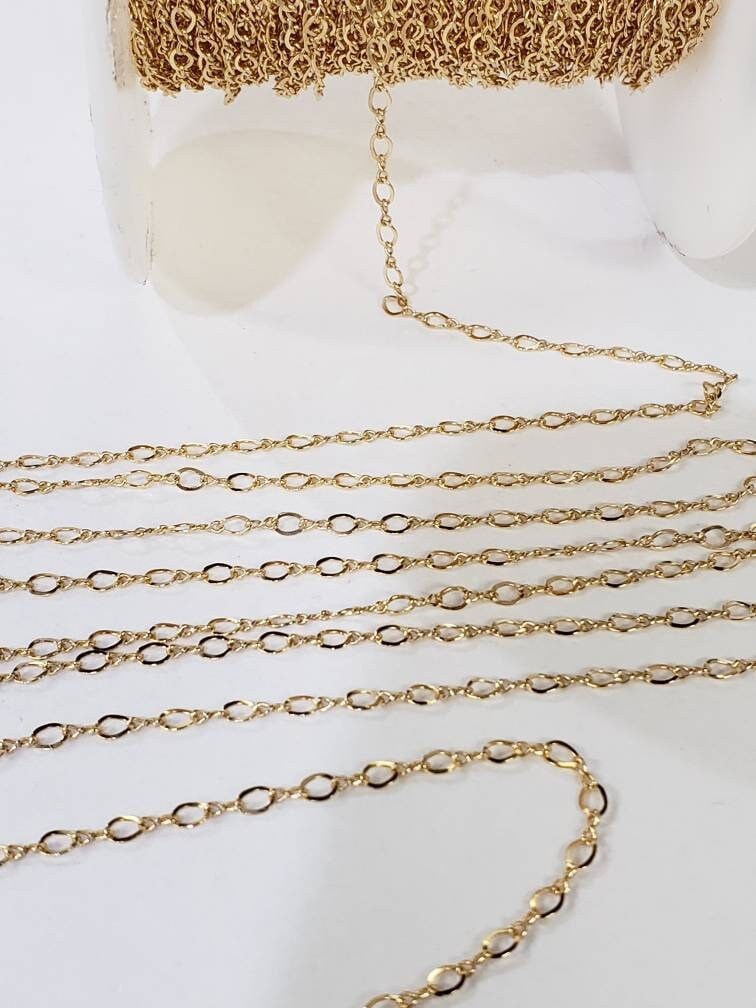 14K Gold filled Figure 8 chain 3.2x2.1mm, made in Italy, high Quality steady chain for Jewelry making, 14/20 gold filled chain by the foot