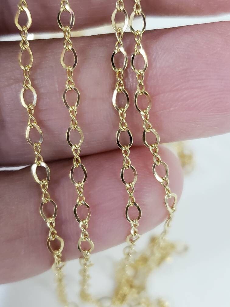 14K Gold filled Figure 8 chain 3.2x2.1mm, made in Italy, high Quality steady chain for Jewelry making, 14/20 gold filled chain by the foot