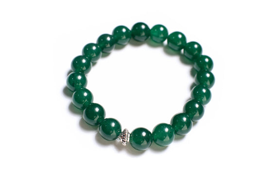 Green Onyx Natural Gemstone 8mm Stretchy Bracelet 6-9.5&quot;, emerald green healing crystal gems.