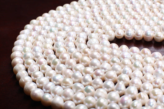 Natural Freshwater Large Hole Pearl 11-12.5mm Potato Pearl, Good Luster 14&quot; Jewelry Making Pearl Bracelet, Earrings, Necklace, 2mm Hole