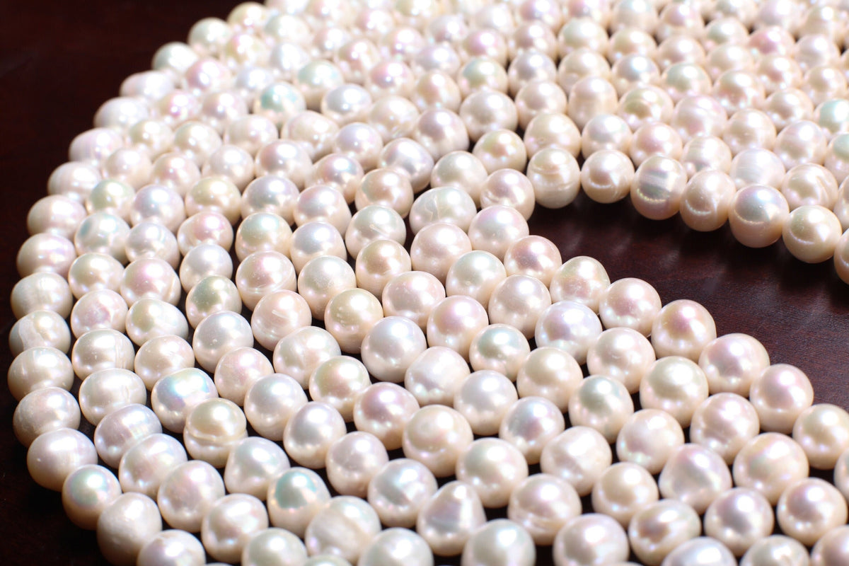 Natural Freshwater Large Hole Pearl 11-12.5mm Potato Pearl, Good Luster 14" Jewelry Making Pearl Bracelet, Earrings, Necklace, 2mm Hole