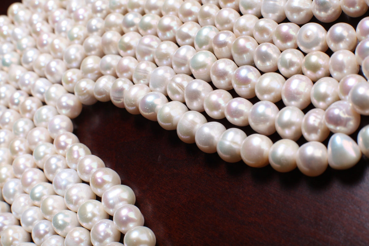 Natural Freshwater Large Hole Pearl 11-12.5mm Potato Pearl, Good Luster 14" Jewelry Making Pearl Bracelet, Earrings, Necklace, 2mm Hole