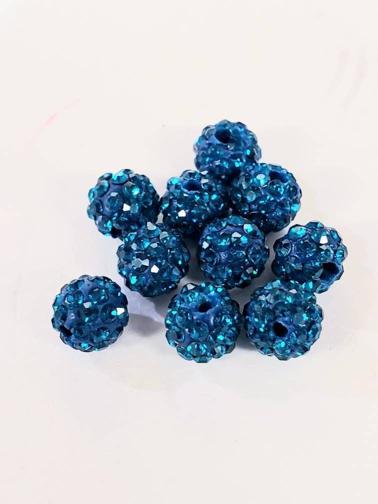 4 Pcs Crystal bead 6mm round, very sparkly diamond style spacer bead for jewelry making, bling bead in 4 colors black, violet, blue, purple