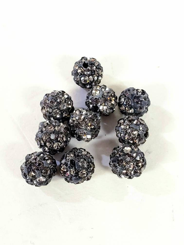 4 Pcs Crystal bead 6mm round, very sparkly diamond style spacer bead for jewelry making, bling bead in 4 colors black, violet, blue, purple