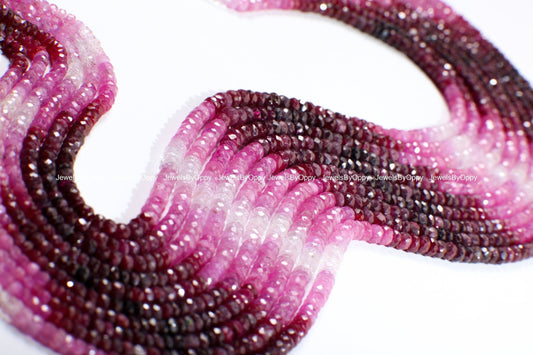 Ombre Ruby Rondelle, Natural Ruby Faceted Ombre Shaded Roundel Gemstone Beads for jewelry Making, Bracelet, Necklace, Earrings