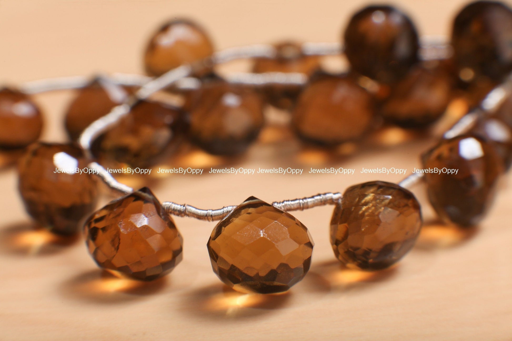 Genuine Whisky Quartz, Cognac Quartz Faceted Dew Onion Shape Briolette 8.5-9.5mm Jewelry Making Gemstone Beads