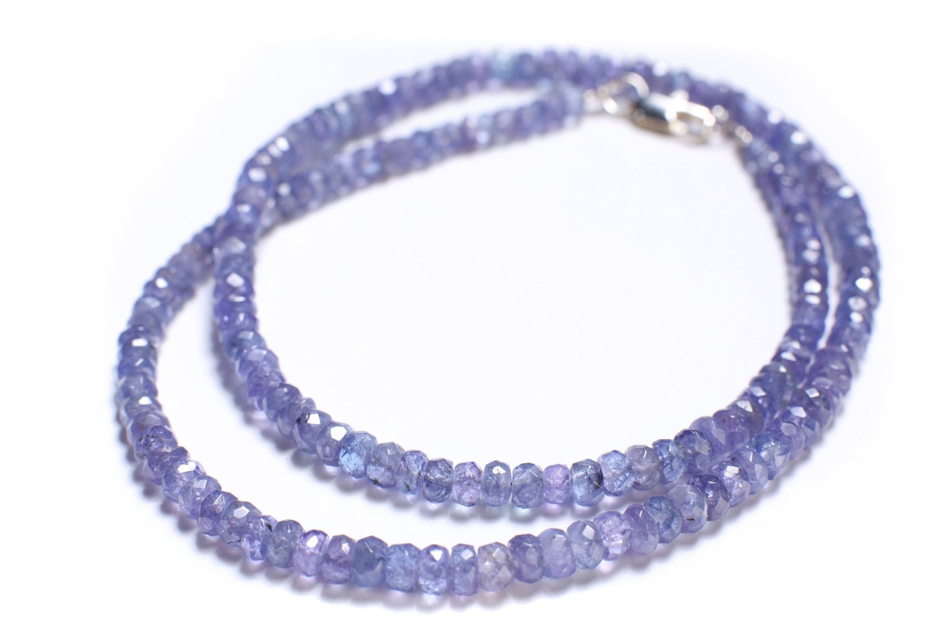 Tanzanite Faceted 4mm Rondelle Choker Necklace in 925 Sterling Silver, Gold Filled, Birthday, Natural Healing Energy Chakra Man, Woman gifts
