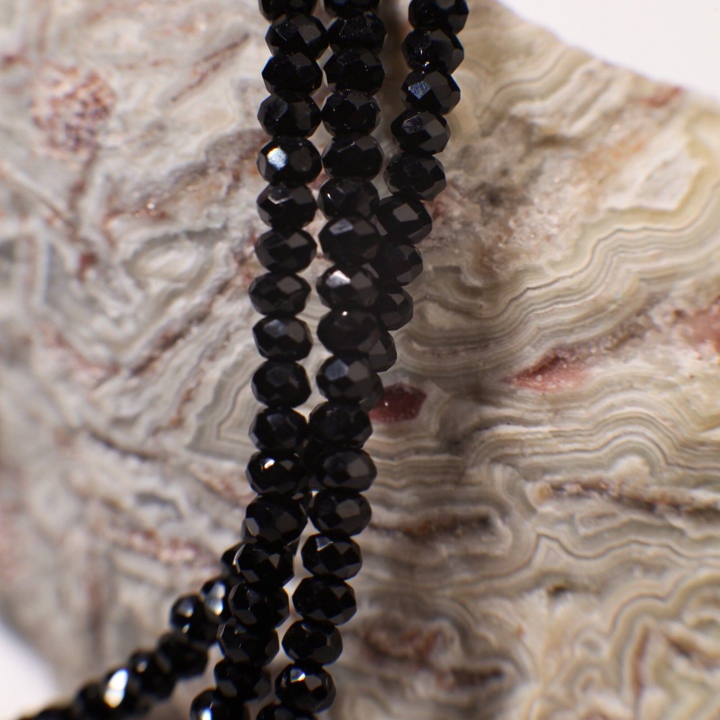 Natural Black Spinel Micro Faceted 3mm Diamond Cut 925 Sterling Silver Choker Layering Necklace Minimalist, Layering Necklace 14" to 40"