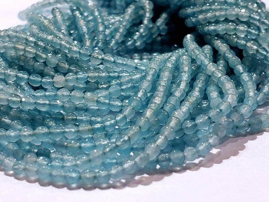 Aquamarine Micro Faceted Round 2mm tiny bead, Jewelry Making , spacer bead, DIY Gemstone Beads 14.5&quot; Strand