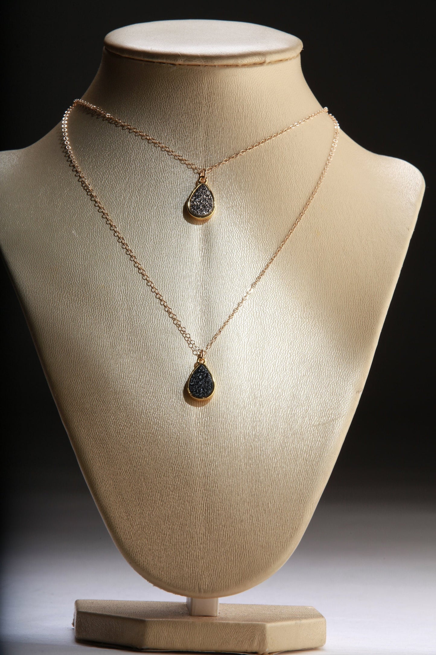 Druzy Geode Gemstone Pendant in 4 colors of Purple, Gold, Silver, Dark Navy Blue Sparkly, 14K Gold Filled Chain, 14&quot;, 16&quot;, 18&quot;,20&quot; Necklace