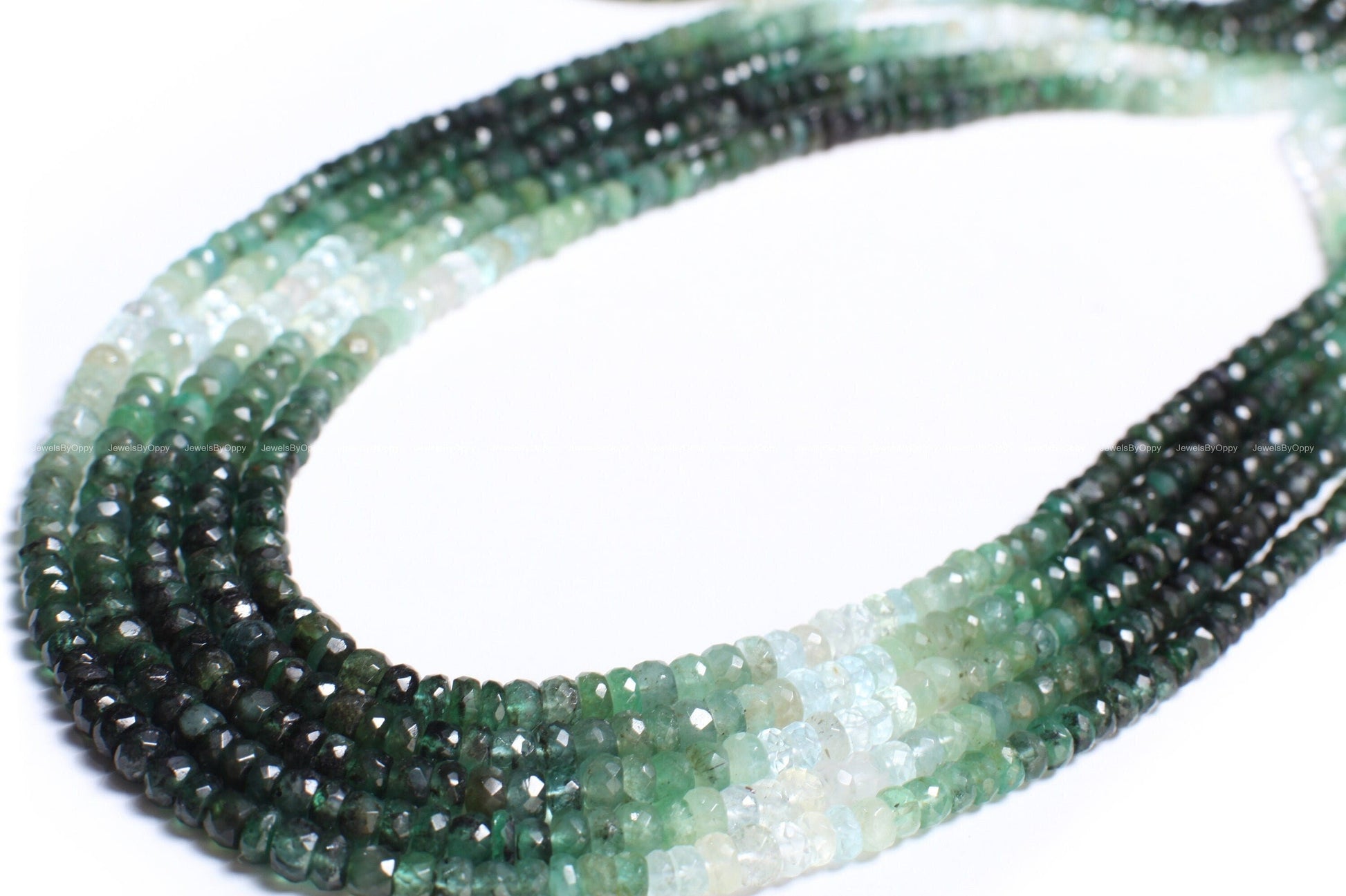 Natural Emerald Ombre Shaded 4-5mm large hand Faceted Roundel high Quality for Jewelry Making Gemstone 4", 8", 15.75" Strand