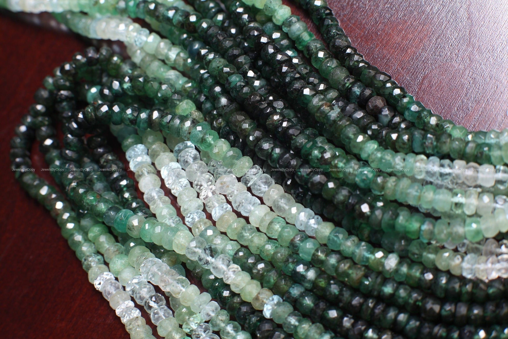 Natural Emerald Ombre Shaded 4-5mm large hand Faceted Roundel high Quality for Jewelry Making Gemstone 4&quot;, 8&quot;, 15.75&quot; Strand