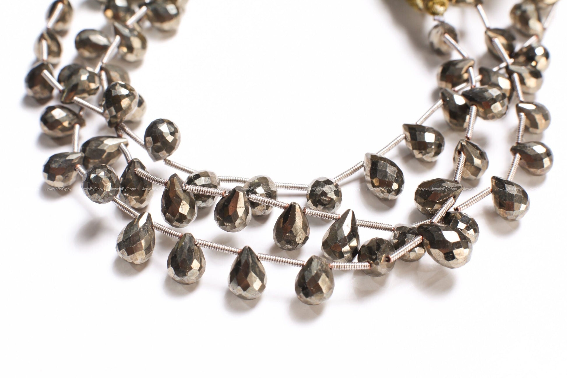 Pyrite Faceted Briolette 6x9mm Teardrop, Jewelry Making Beads 1 strand 20 Pcs, super sparkly, heavy weight.