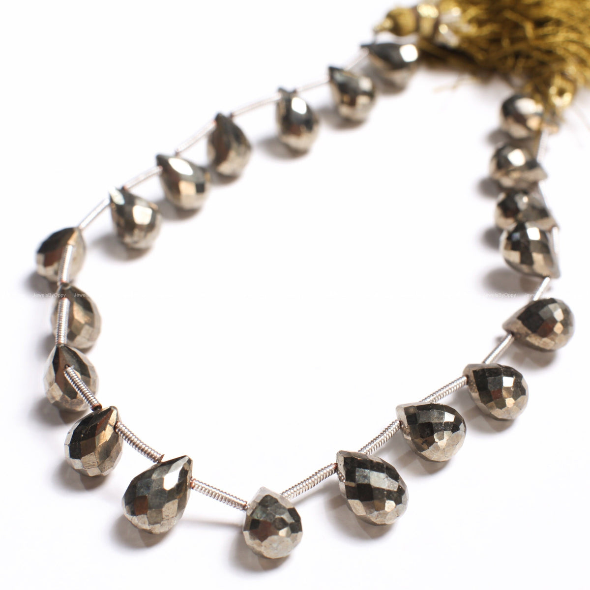 Pyrite Faceted Briolette 6x9mm Teardrop, Jewelry Making Beads 1 strand 20 Pcs, super sparkly, heavy weight.