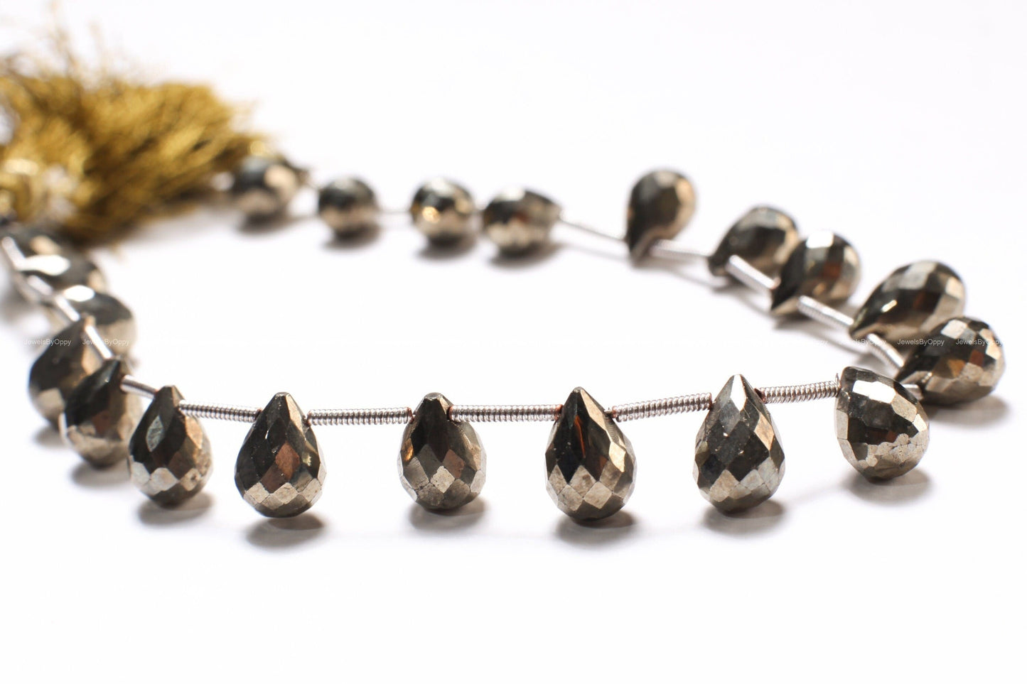 Pyrite Faceted Briolette 6x9mm Teardrop, Jewelry Making Beads 1 strand 20 Pcs, super sparkly, heavy weight.